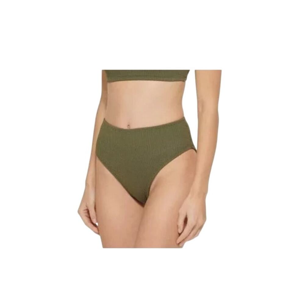 DKNY Swim Textured Bikini Bottoms High Waist Green XL - Picture 3 of 12
